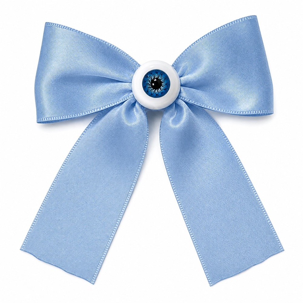 Bow Eyeball Clip – 1.5” Ribbon - Forget-Me-Not